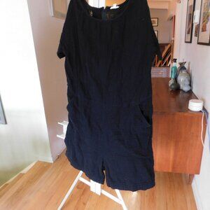 Eileen Fisher Black Cotton Gauze Shorts Romper Large